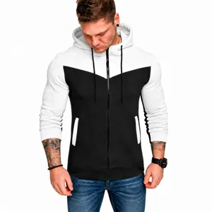 Men's Colorblock Zip Up Hoodie Casual Long Sleeve Hooded Sweatshirt With Pockets Activewear Outerwear Top