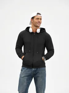 Sudadera con Capucha y Cremallera Forrada de Forro Polar Térmico de Invierno para Hombre Casual con Bolsillos