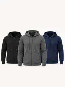 Sweat à Capuche zippé Doublé Polaire Thermique Hiver Homme Sweat-shirt Manches Longues Avec Poches