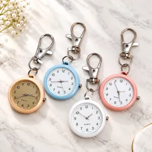 Orologio da Tasca al Quarzo Mini Portatile Carino Orologio Portachiavi Quadrante Rotondo in Lega di Zinco