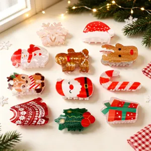 Weihnachten Cartoon Haarklammer Acryl Schneeflocke Lebkuchenmann Weihnachtsmann Hai Clip Festliches Accessoire Damen Party Haarschmuck