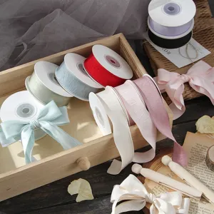 Nastro di Raso Rugoso a Doppia Faccia in Poliestere Fettuccia di Seta Per Materiale Per Fiocchi Capelli Fai Da Te Confezione Regalo Bouquet Per Cucito Decorazione