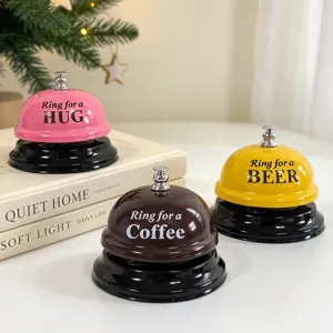 Sonnette de Service de Bureau Créative en Métal Ring For A Beer Coffee Hug Presse Manuelle Comptoir Restaurant Fête Cadeau Décoration