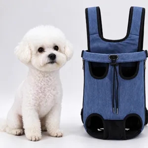 Pet Outdoor Portable Backpack Small Dog Cat Front Carrier Breathable Canvas Travel Bag Adjustable Straps Pet Supplies