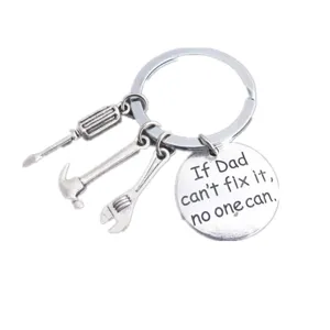 Father's Day Gift If Dad Can't Fix It No One Can Mini Tool Keychain Alloy Hammer Screwdriver Wrench Pendant Keyring For Men