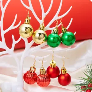 Festive Christmas Bulb Ball Dangle Earrings For Women Fashion Multicolor Round Sphere Drop Earrings X-mas Party Jewelry Gift