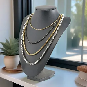Unisex Edelstahl Quadratische Perlenkette Hip Hop Box Kette Für DIY Schmuckherstellung Geometrische Gliederkette Für Damen Herren