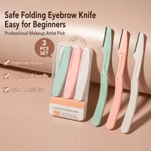Rasoio per Sopracciglia Pieghevole di Sicurezza per Donne Principianti Epilatore Facciale Portatile in Acciaio Inossidabile con Micro Protezione