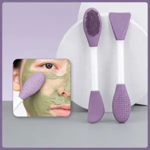 Siliconen Dubbele Kop Gezichtsmasker Kwast Zacht TPR Gezichtsreinigingstool Voor DIY Mixing Spa Skincare Make-up Applicator Beauty Tool