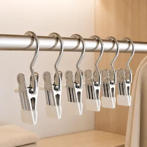 Stainless Steel Hook Clips With PVC Coated Non Slip Grip For Laundry Drying And Closet Hat Organizer Portable Modern Household
