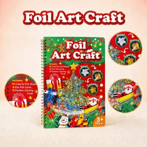 Kids Foil Art Kit DIY Magic Painting Set Children Educational Craft Book with Colorful Foil Sheets and Drawing Tools