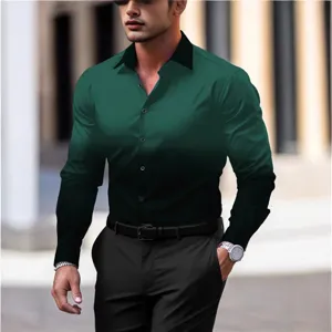 Camisa de Manga Larga con Impresión Digital 3D para Hombre Moda Degradado Casual Solapa con Botones Poliéster para Primavera Otoño Urban Streetwear