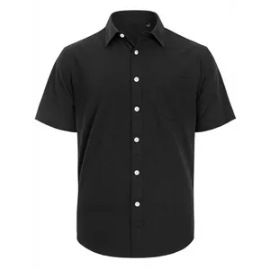 Casual Kurzarmhemd Für Herren Einfarbig Umlegekragen Button-Down-Hemd Mit Tasche Sommer Strand Hawaii Top Für Herren