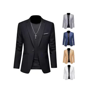 Giacca da Uomo Fashion Business Casual Slim Fit Monopetto Professionale Tinta Unita in Poliestere Ufficio Formale