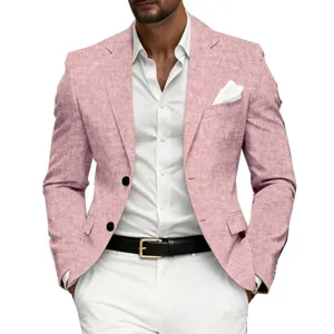 Men's Casual Business Slim Fit Blazer Two Button Notch Lapel Polyester Jacket For Wedding Banquet Party Breathable Lightweight Coat