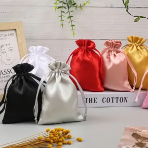 Pochon de Rangement à Cordon en Satin pour Cosmétiques Bijoux Emballage Cadeau avec Ruban Petit Organisateur de Voyage