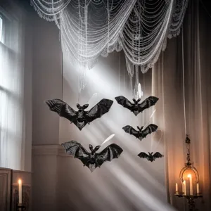 Halloween Hanging Bat Decorations Plastic Realistic Spooky Flying Bats Luminous Black Party Props Haunted House Decor