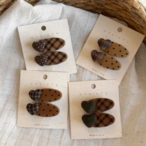 Fermaglio per Capelli Vintage in Tessuto a Pois e Quadri con Cuore per Donna Elegante Fermaglio a Becco d'Anatra Accessori per Capelli Dolci