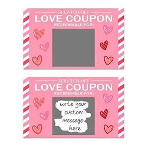 DIY Valentine's Day Scratch Off Game Cards Set For Couples Anniversary Date Night Scratch Coupons Pink Heart Pattern Paper Cards Party Favors