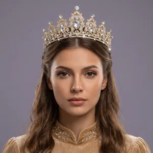 Vintage Baroque Gold Rhinestone Crown For Women Wedding Party Prom Luxury Bridal Hair Accessories Tiara Headpiece