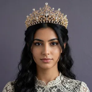 Vintage Royal Alloy Rhinestone Crown For Women Luxury Crystal Tiara For Wedding Bridal Pageant Banquet Birthday Hair Accessories