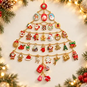 Christmas Theme Stainless Steel Enamel Rhinestone Charms For DIY Jewelry Making Santa Claus Gingerbread Man Elk Christmas Tree Pendant Ornaments