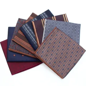 Men's Formal Business Jacquard Pocket Square For Suit Wedding Striped Floral Paisley Geometric Handkerchief Accessory