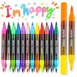Doppelendige Doppelspitze Glitzer Marker Mehrfarbig Acrylmalstifte Für Kinder Zeichnen Kritzeln DIY Kunstzubehör Schule Büro Schreibwaren