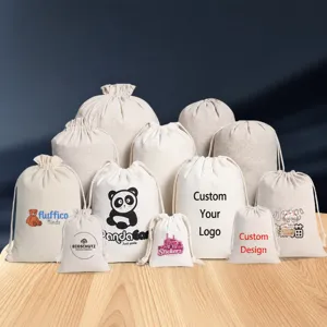Natural Cotton Linen Drawstring Bag Reusable Canvas Storage Pouch For Gift Packaging Rice Grain Small Cloth Jewelry Bags