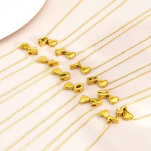 18K Vergoldet 304 Edelstahl Herz Buchstaben Anhänger Halskette Für Damen Minimalistisch Alphabet Herz Charm Gliederkette Schmuck Geschenk
