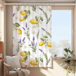 Rideau de Fenêtre à Motif Citron Pastoral Frais Polyester Occultant Rideaux à Panneau Unique Pour Décoration de Chambre Salon