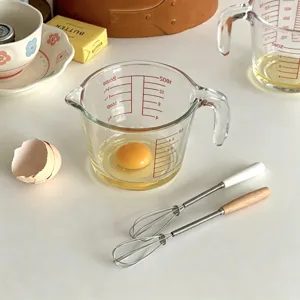 Heat Resistant Graduated Glass Measuring Cup With Handle Large Capacity Kitchen Baking Bowl For Milk And Egg Whisk