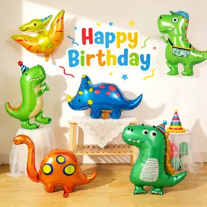 Ballon en Aluminium Dinosaures de Dessin Animé pour Décoration de Fête d'Anniversaire d'Enfants Ballon en Film d'Aluminium