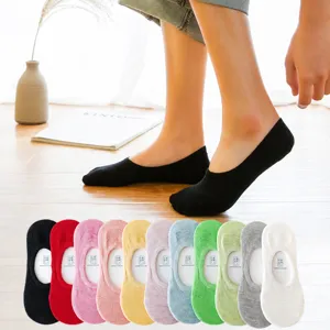Calzini Invisibili in Cotone da Donna Con Silicone Antiscivolo Taglio Basso Sottili Traspiranti Tinta Unita Calzini Corti Estivi
