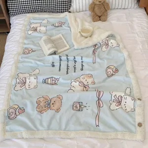 Couverture Châle en Polaire Sherpa Épaissie Pour Bureau Sieste Canapé Velours de Lait Chaud Imprimé Peluche Pour Hiver