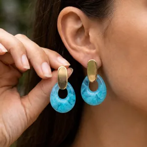 Ins Style 304 Stainless Steel Gold Plated Resin Drip Glaze Water Drop Stud Earrings Niche Elegant Fashion Jewelry Women
