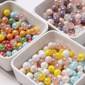 Candy Color Glass Round Beads Handcrafted DIY Jewelry Making Material Mermaid Aurora Beads For Bracelet Necklace Hair Accessories