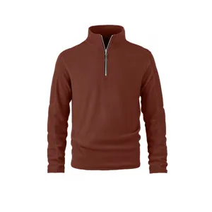 Heren Polarfleece Sweatshirt Met Halve Rits Staande Kraag Lange Mouw Thermische Trui Winter Casual Verdikte Jas Top Voor Heren