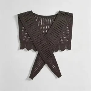 Damen Hohl Gestrickt Falscher Kragen Schal Elegant Strickmischung Layering Cape Solide Farbe Wellenkante Schulter Wickeln