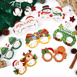 Christmas Paper Decorative Glasses For Kids Gift Santa Claus Reindeer Snowman Pattern Party Favors Photo Props Kindergarten Reward Eyeglasses Decor