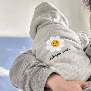 Huisdier Hond Kat Hoodie Polyester Geleerd Grijs Lachende Bloem Letterprint Sweatshirt Voor Kleine Honden Puppy Kitten Kleding