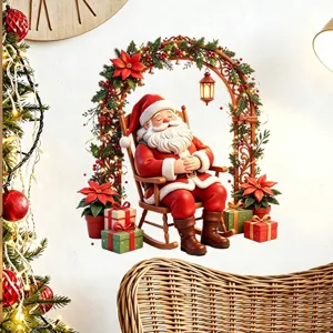 Weihnachten Weihnachtsmann Schaukelstuhl Wandtattoo PVC Selbstklebend Abnehmbarer Wandaufkleber Für Schlafzimmer Wohnzimmer Deko