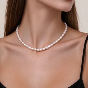 Elegant Artificial Pearl Beaded Choker Necklace For Women Minimalist Geometric Metal Bead Chain Collar Fashion Jewelry Accesssories