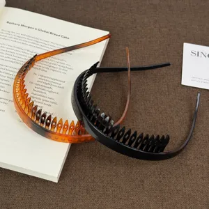 Μινιμαλιστική Ακρυλική Στέκα Ταρταρούγα Μαύρη Με Δόντια Αντιολισθητική Κορδέλα Μαλλιών για Γυναίκες Μακιγιάζ Πλύσιμο Προσώπου Αξεσουάρ Μαλλιών