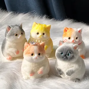 Simulated Giant Fat Cat Squishy Toy TPR Flocked Stress Relief Toy Cute Animal Ornament DIY Creative Gift For Office Desk Decoration