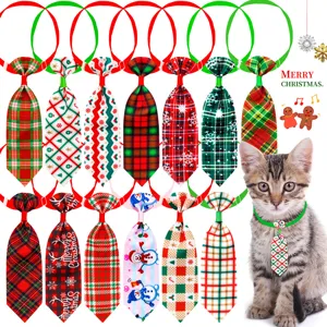 Cravate de Noël Réglable pour Animaux de Compagnie Motif à Carreaux Flocon de Neige Noeud Papillon Chien Chat Décoration de Cou Accessoire Festif
