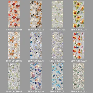 Film pour Fenêtre Statique à Ondulation de l'Eau Floral Givré en PVC Amovible Autocollant de Vitre pour Salle de Bain Décoration