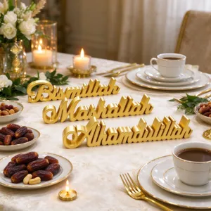 Islamic 3D Printed Arabic Calligraphy Desktop Decor Plastic Letter Bismillah Ornament For Ramadan Eid Home Party Decoration