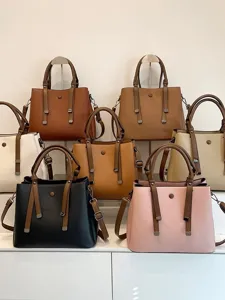 Women Litchi Pattern PU Leather Tote Bag Large Capacity Casual Shoulder Crossbody Bag With Adjustable Strap Handbag