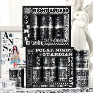 Vintage English PET Tape Rolls Waterproof Film Strip Decorative Stickers Special Oil Print For DIY Scrapbooking Journaling Stationery Art